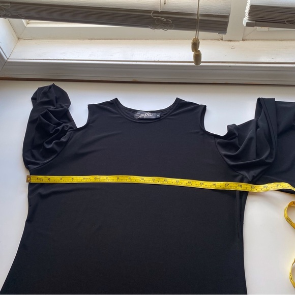 Sympli Tunic Woman 12 Black Cold Shoulder Stretch Artsy Langenlook Office - Picture 9 of 12